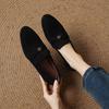 Krazing Pot Sheep Suede Autumn Winter Shoes Metal Decoration Loafers Med Heels Slip On Size 42 Round Toe Slip On Deep Mouth Pumps