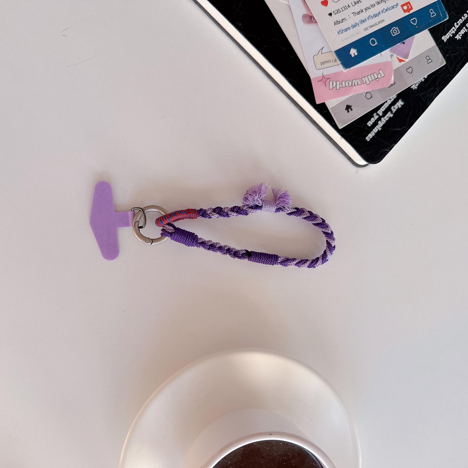 Dopamine Color Cell Phone & Camera Anti-Lost Woven Wrist Lanyard Keychain