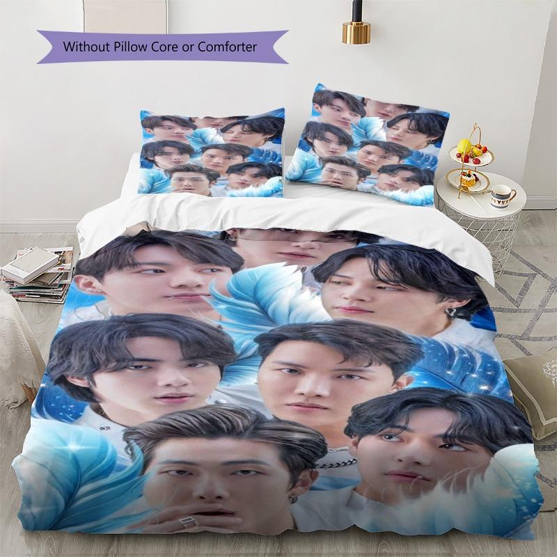 Kpop Boygroup 3-teiliges Bettbezug-Set, Bettwäsche-Set mit Idol-Porträt-Druck, Schlafzimmer Heimtextilien Dekor Ohne Kissenkern Decke Für Popmusik-Fans