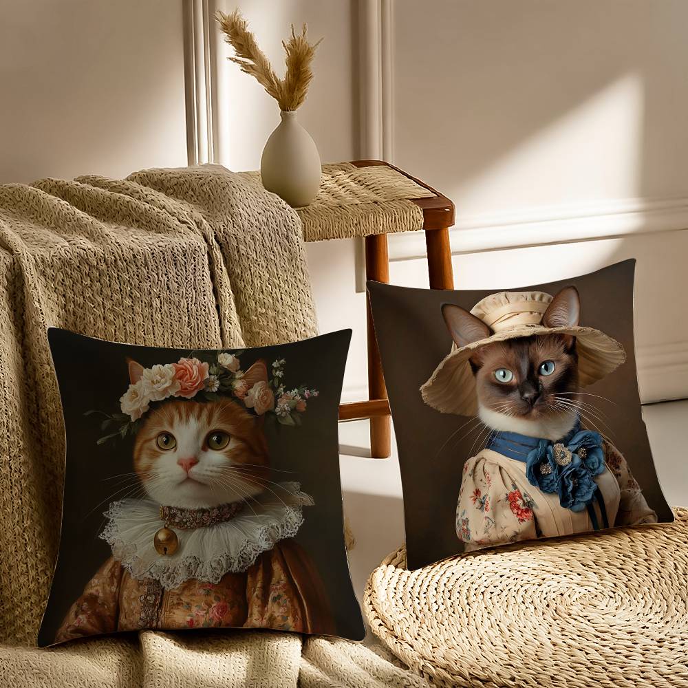 Quirky Elegant And Luxurious Crown Cat Pillow Case Sofa And Living Room Decorative Cushion Covers Dust-proof And Mite-proof F