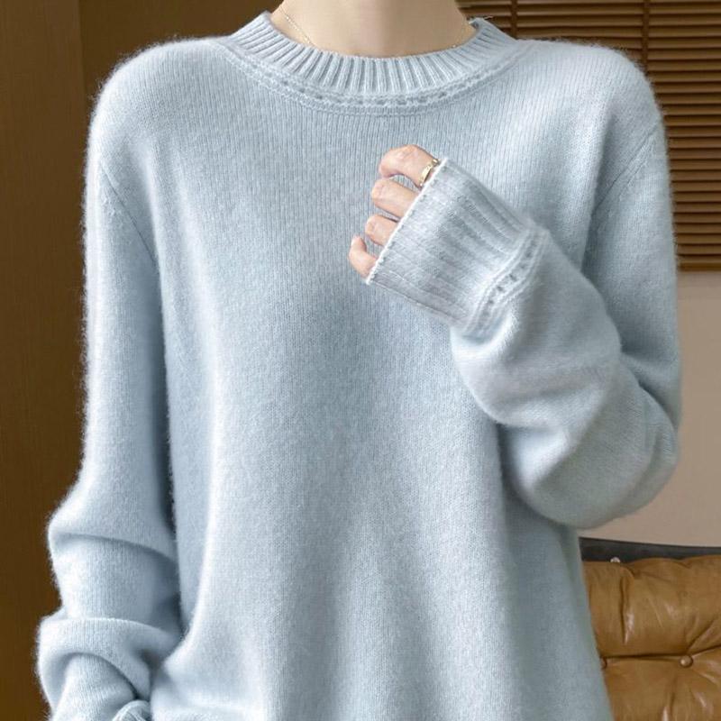 

Женский свитер Осень Зима Утепленный Пуловер Теплый Однотонный Эластичный С Длинным Рукавом Оверсайз Джемпер Топы L