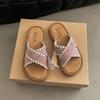 2025 Spring and Summer New Sparkling H-shaped Tow Popular Fashionable Thick-bottomed Sandals Versatile Flat-bottomed Heightening Open-toed Slippers