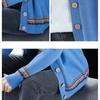 Women's Knitted Sweater Spring and Autumn Models V-neck Colour Blocking Long-sleeved Ethnic Wind Cardigan Jacket Jumper Ladies Tops
