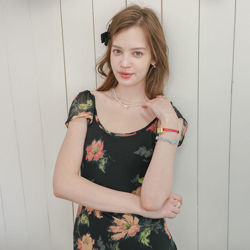 Deondeulob Dd_Floral Sheer Maxi Dress_Black
