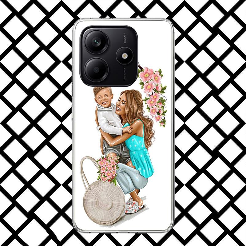 Mama Baby Mädchen Handyhülle für Xiaomi Redmi Note 15 14 14S 13 12 12S 11 Pro Plus 11E 11T 11S 10S 5G Weiche Hülle Fundas Redmi Note