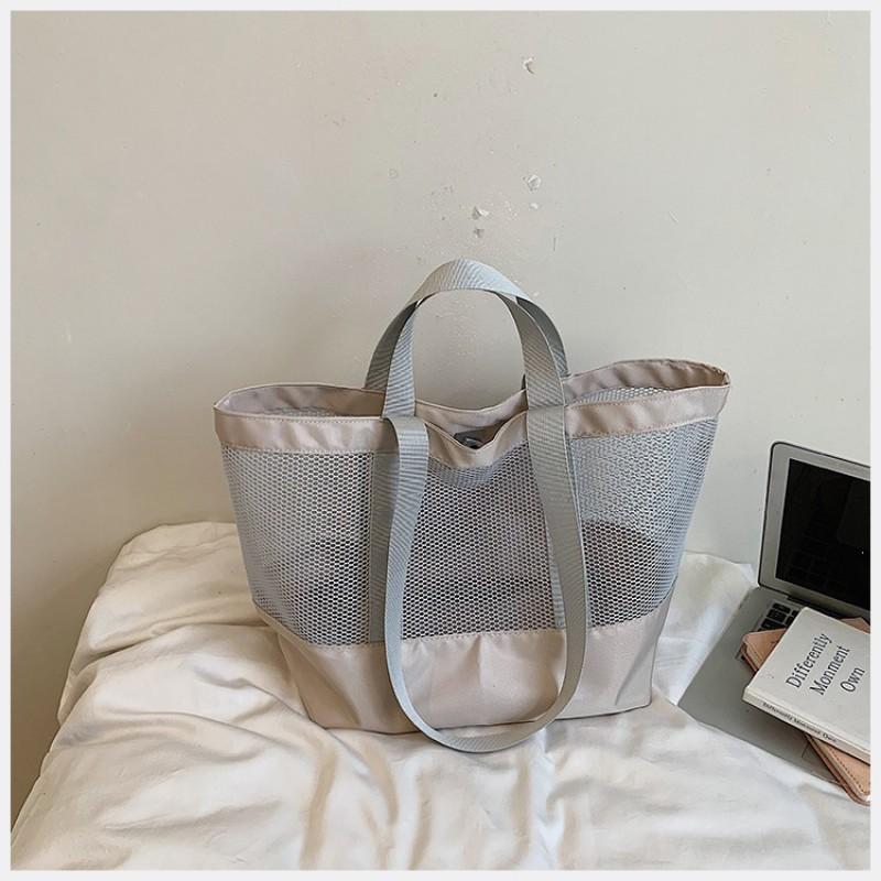 Large Capacity Mesh Travel Tote Bag Women Stylish Shoulder Handbag With Magnetic Urban Minimalist Design Daily