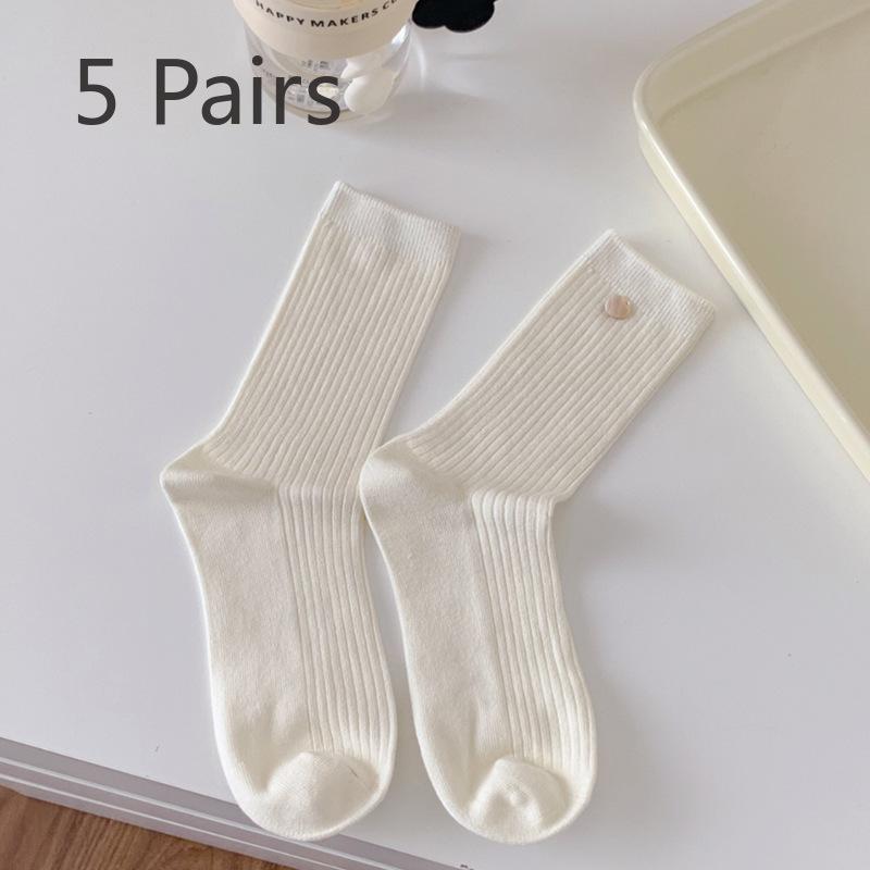 5 Paar Damen Herbstmode Neuer Stil Alles Go Shell In The Tube Stapelsocken