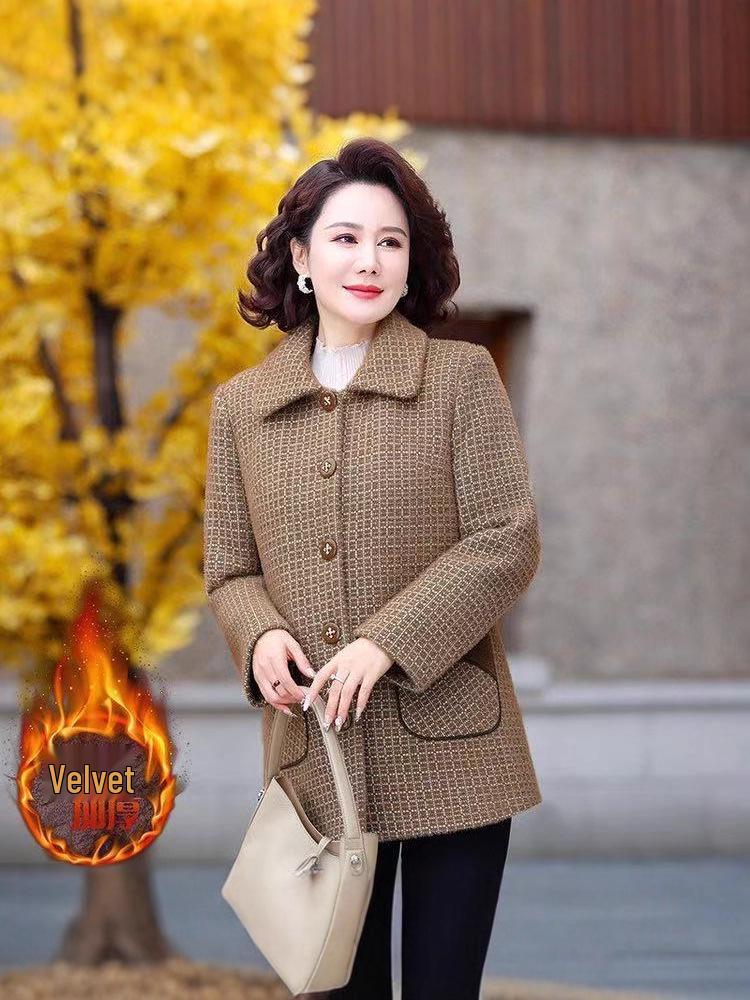 2025 Spring/Autumn Women's Lapel Jacket for Middle-Aged & Elderly - Stylish 60s/70s Inspired Outerwear for Mothers and Grandmothers