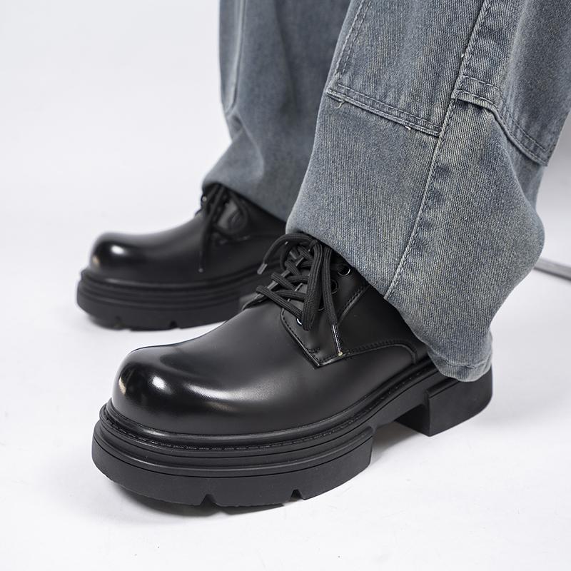 Men's casual derby leather shoes Designer's minimalist style Office or Business Outdoor Black autumn and winter shoes dress