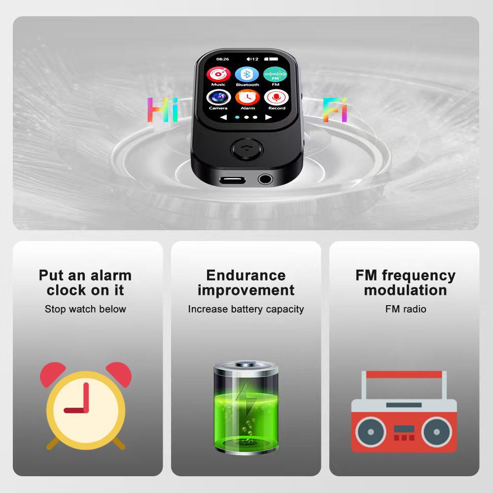 Portable Music Player Bluetooth 5.4 HiFi Lossless Audio MP4 Walkman Touch Screen Built-in Speaker Recorder Camera Video Player FM E-book