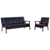 Día Y Noche - Día Y Noche 2-Piece Black Synthetic Leather Sofa Set