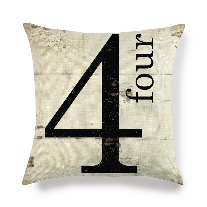 Black And White Minimalist Arabic Numerals Digital Printing Short Plush Pillow Covers For Sofa Office Cushion Cover Home Goods