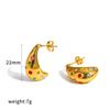 Geometric Stainless Steel Earrings With Stones For Women Fashion Jewelry