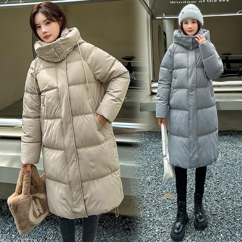 Padded Clothes Women 2024 Winter New Hooded Medium and Long Student Bf Loose Thickened Padded Jacket Padded Clothes Women