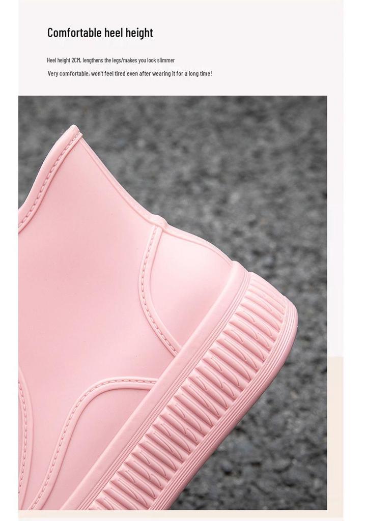 Women's Korean Style Non-Slip Waterproof Rain Boots with Cotton Padding - Casual Outdoor Rubber Shoes