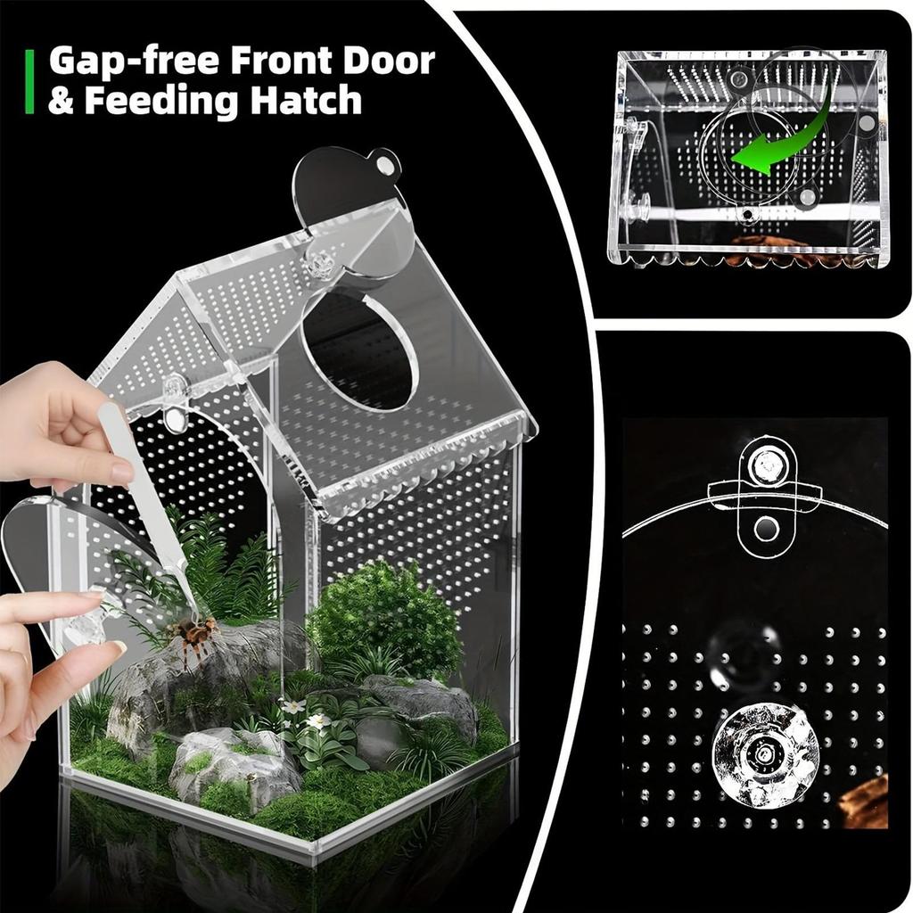 Spider Terrarium Escape-Proof Acrylic Habitat Isolation Tank Jumping Spider Terrarium for Family Friends Small Reptiles Animals