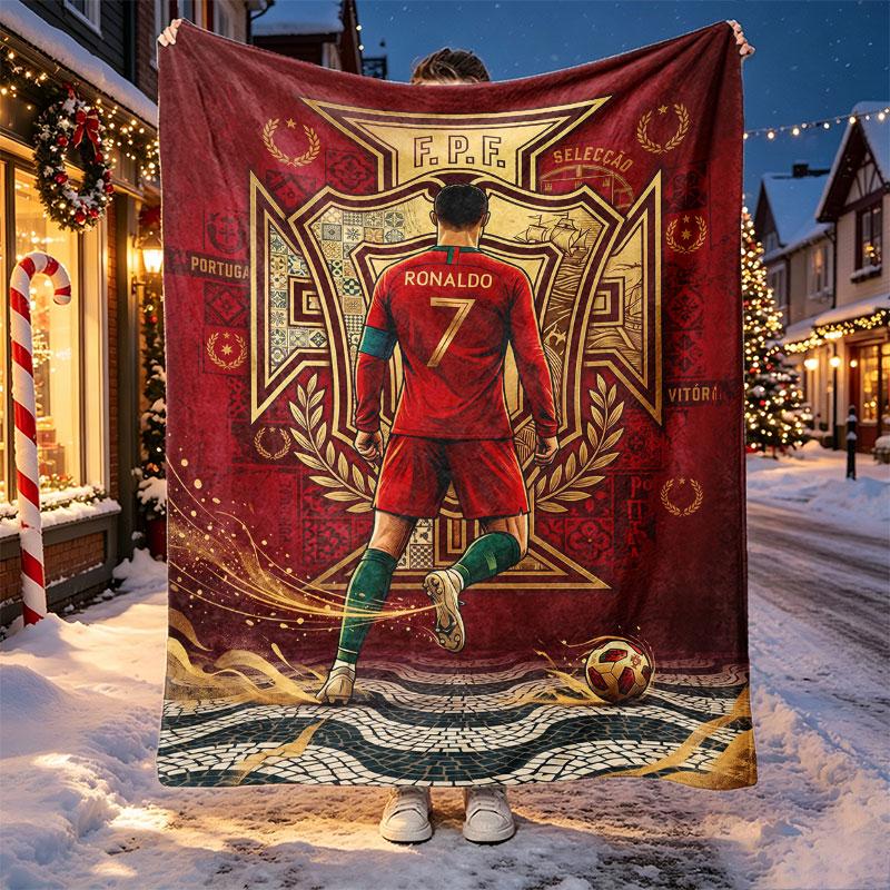 Cristiano Ronaldo Pattern Blanket for Home Decoration, Bed, Sofa, Car Travel, Camping, Suitable for All Seasons, Birthday Christmas Gift
