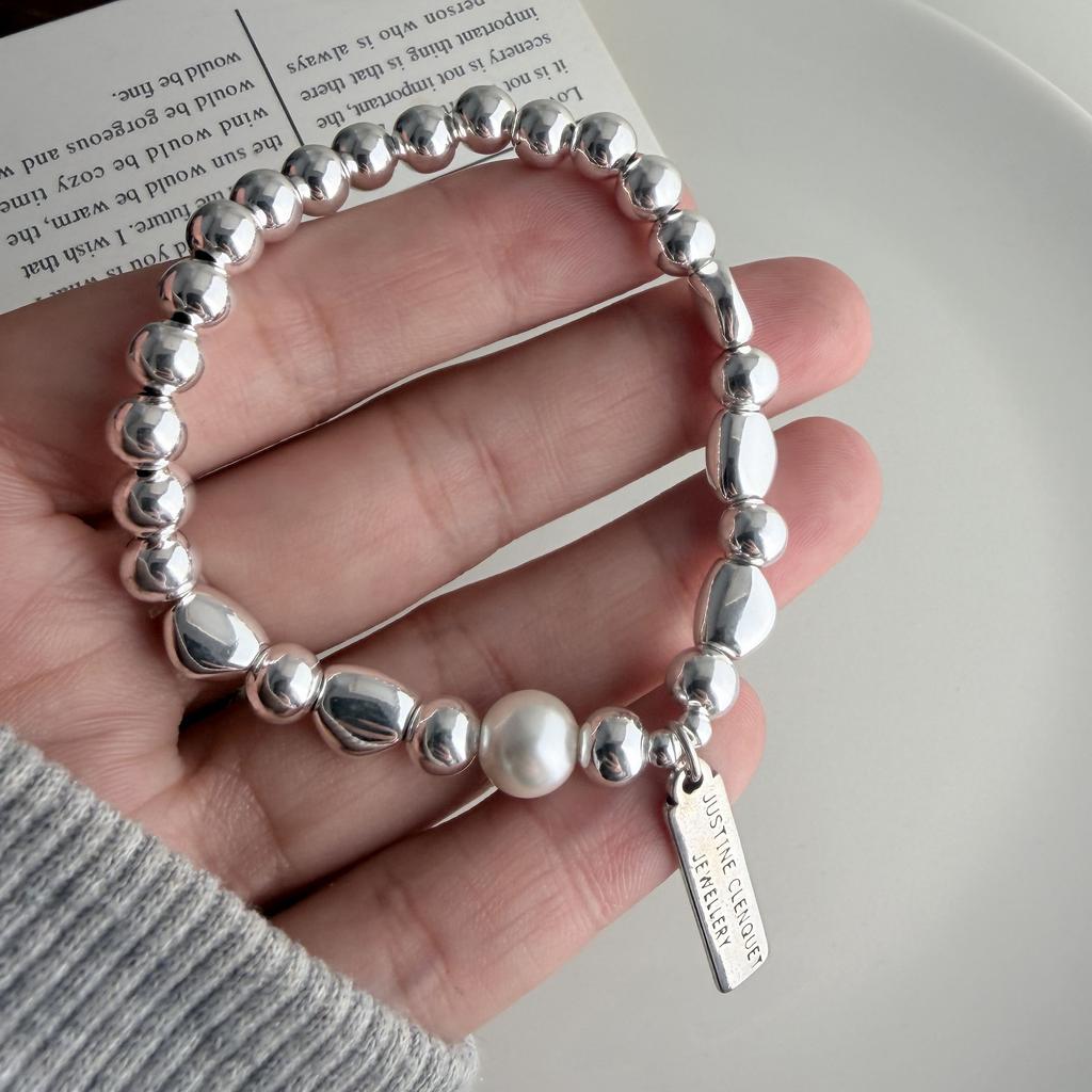 Xiaomi 100% Solid 925 Sterling Silver Metal Bracelet for Women Vintage Handmade Simple Pearl Bracelet Birthday Gift Party