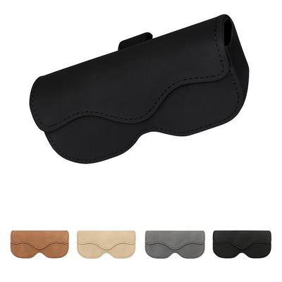 Evello Sonnenbrillenhalter für Autos, Leder, Magnetisch, Einhand-Öffnen/Schließen, Kratzfest, Kompatibel mit vielen Modellen, Schwarz