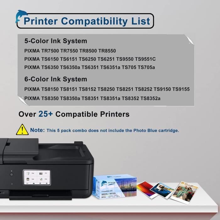 Pack de 5 cartouches d'encre GoToners 580 581 XXL