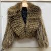 Real Raccoon Fur Coat Quilted Braided Large Lapel Fur Coat High Waist Short Style Youthful Temperament Winter Top
