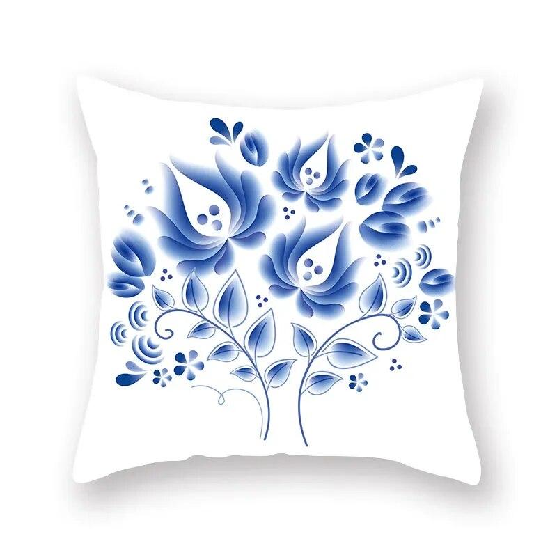 Blue Mandala Flower Geometric Print Pillowcase Living Room Sofa Bedroom Car Office Cushion Cover Home Decoration Ornament