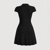 European and American Women's Clothing New Slim-fit Summer Short-sleeved A-shaped Skirt Pullover Round Neck Small Pit Strip Slim-fit Dress