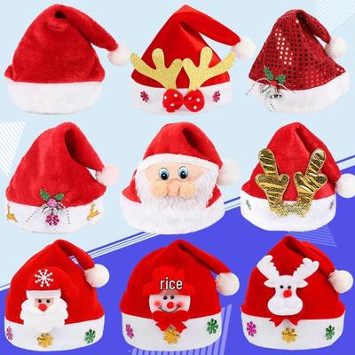 Adult & Children's Christmas Red Non-Woven Santa Hat