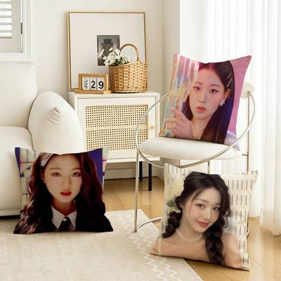 Korean Kpop Girl JJang Wonyoung Pillow Case Cushion Cover Throw Pillow Case For Car Sofa