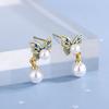 925 Sterling Silver Gold French Style Butterfly Pearl Pendant Earrings Romantic Vintage Elegant JewelryGood Product