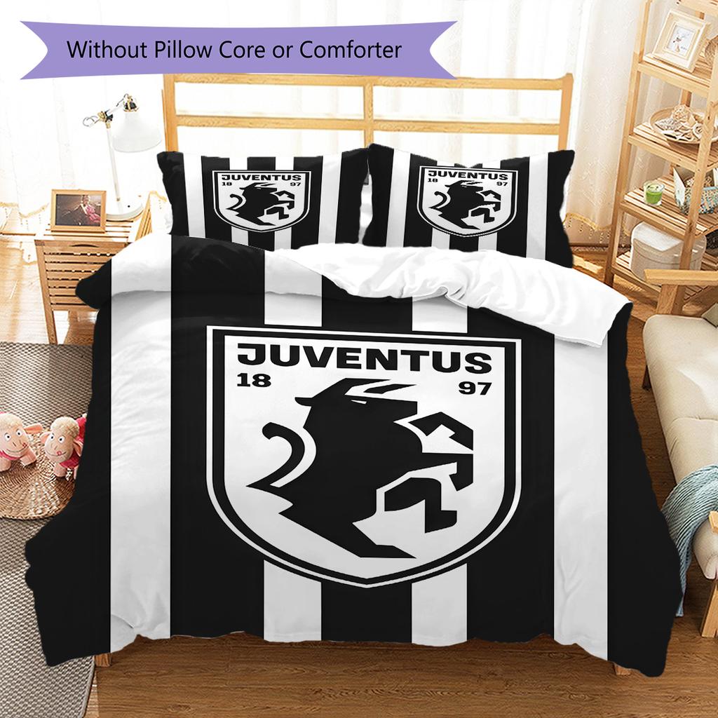 Set Copripiumino Trapuntato Juve Federa Federe Decorazione Casa Regalo di Compleanno (1 * copripiumino + 2 * federa, senza nucleo)