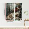 2PCS Christmas Train Curtains, Vintage Wooden Board Snowy Village Scene, Retro Holiday Locomotive Window Drapes for Bedroom