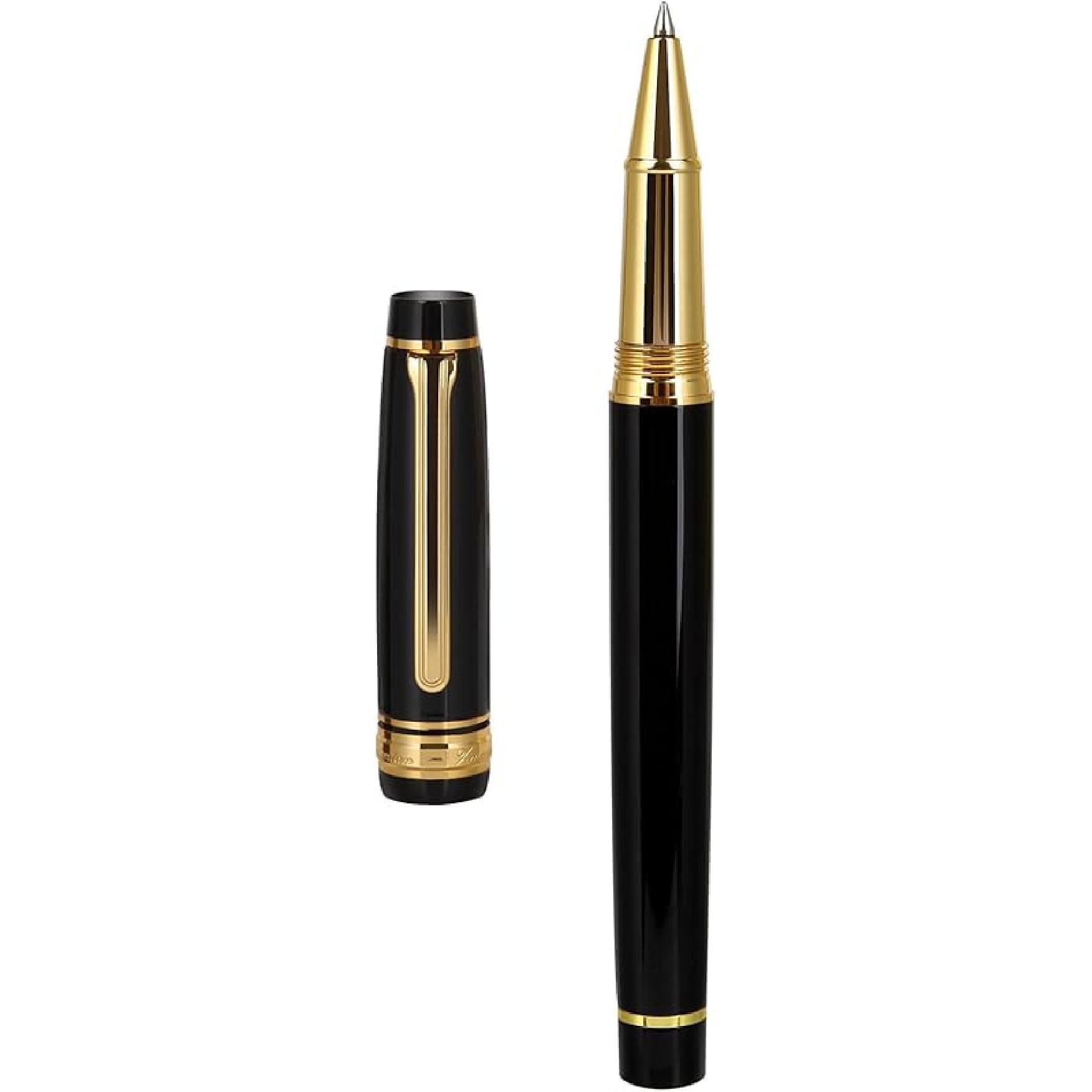Premium Fountain Pen - Smooth Writing,Luxury Pen Set Gorgeous 24K Gold Accents,Travel Refillable Writing Pen Gift Set,Executive,Office, Rollerball Pen