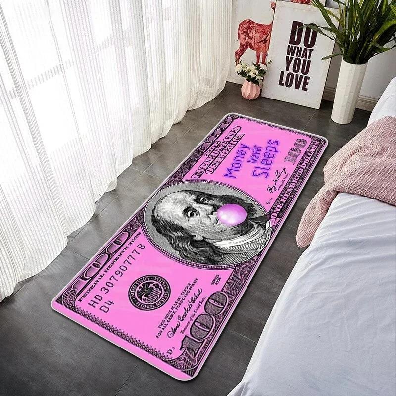 

Creative Banknote Long Strip Floor Mat Soft And Anti-Slip Bedroom Bedside Blanket Bay Window Blanket Home Decoration 40x60cm 16x24inch