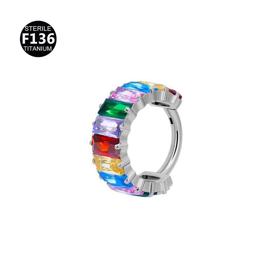 1.2mm Rainbow Inlaid F136 Titanium Alloy Nose Ring, Fashion Lip Earring Ear Cartilage Stud Piercing
