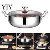 Durable Thickened Metal Soup Pot Stainless Steel with Transparent Glass Lid, Heat-Insulated Family Size Large Capacity Double Handles Stewing