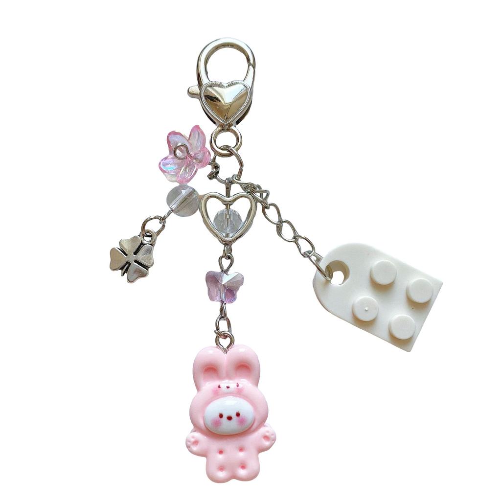 Cute Brick Heart Designs Keychain Delicate Matching Animal Heart Keychains with Cute Brick Designs For Couples
