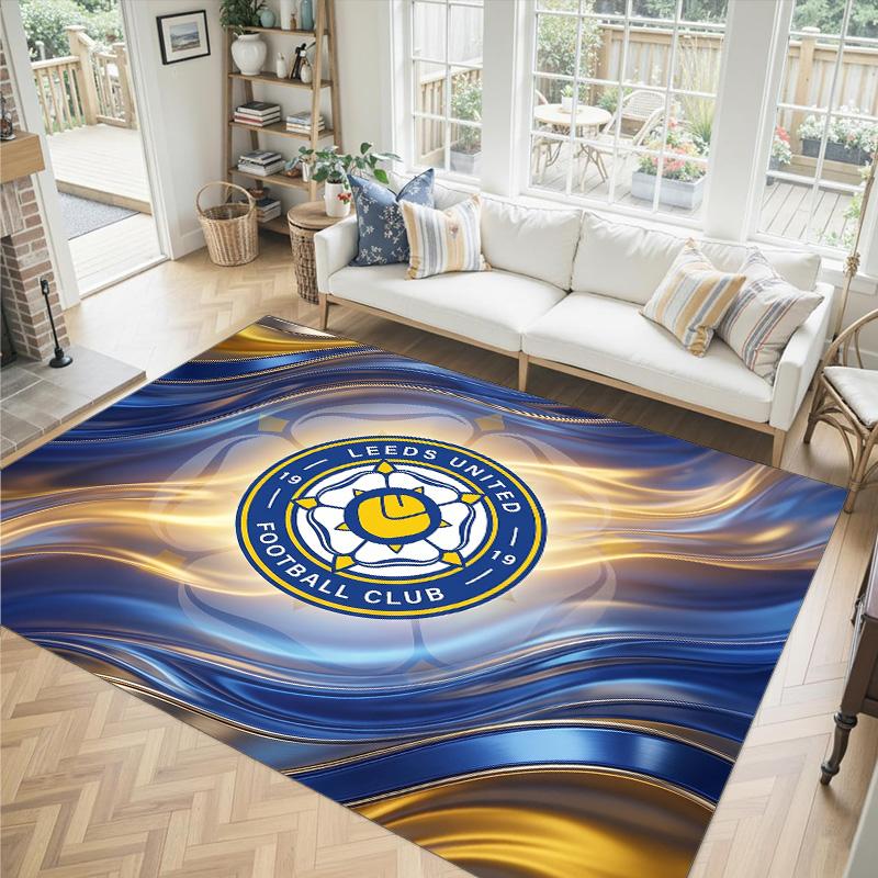 Design Calcio Leeds United Tappeto in Velluto di Cristallo Accogliente Non?Tappeto Stampato Antiscivolo per Camera da Letto Soggiorno Ingresso