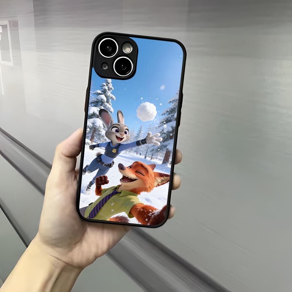 Z-ZootopiaS Nick Judy Phone Case For Iphone 17 16 15 14 13 12 Pro Max Xr Air Plus Skin Feel Black Hard Shell Cover