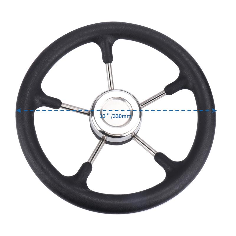 Boat Accessories Marine 13 Inch stainless steel 5 Spoke Destroyer Steering Wheel with Black Foam
