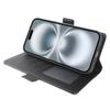 For iPhone 16 Wallet Case with Dual Magnetic Clasp Litchi Textured Leather Flip Stand Phone Cover