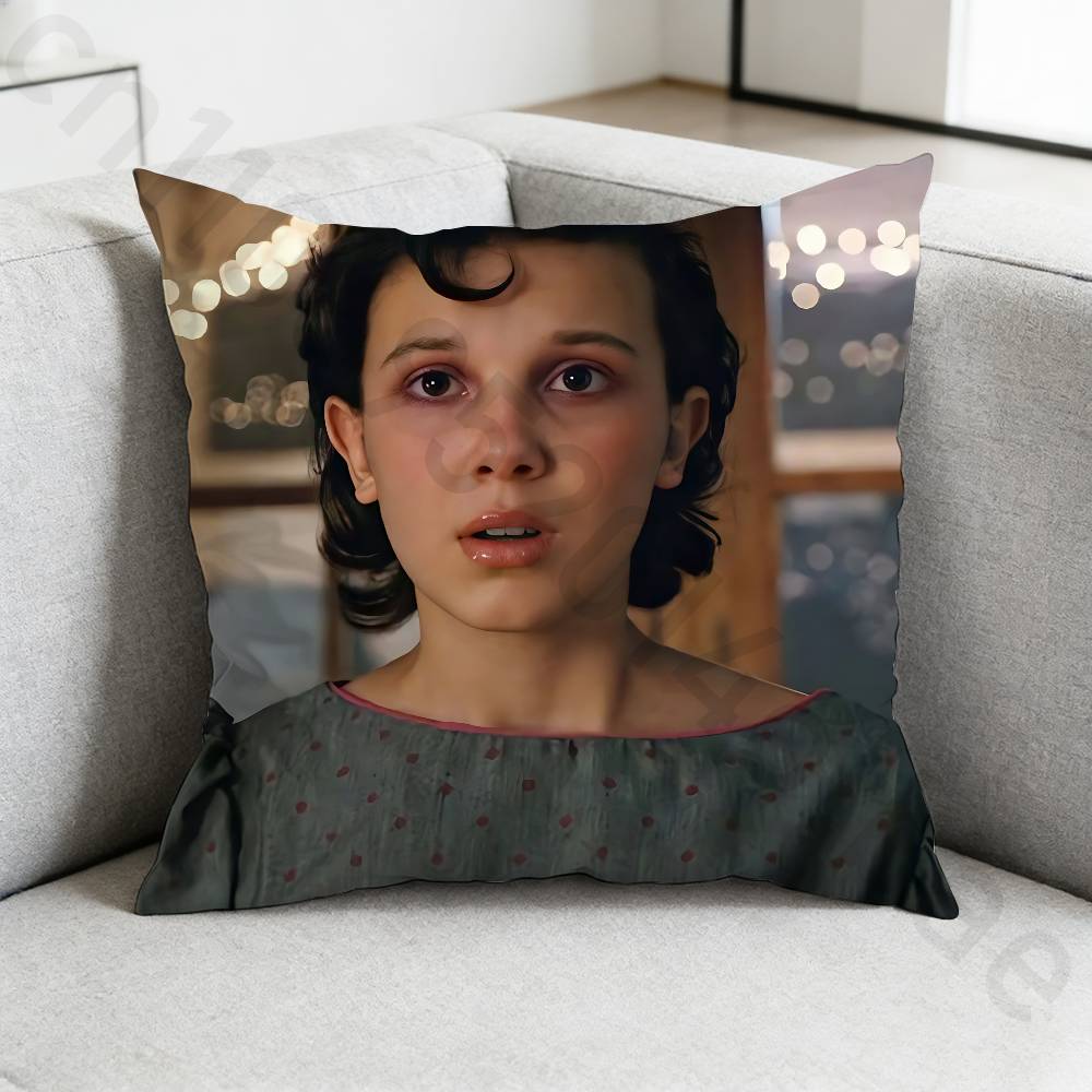 

MMillie Brown Stranger Pillow Case Square DoubleSided Printing Short Plush Sofa Cushion Cover Bedroom Bedside Pillow 30x30cm
