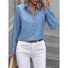 Women S Casual Long Sleeve Turn Down Collar Single Breasted Solid Shirt