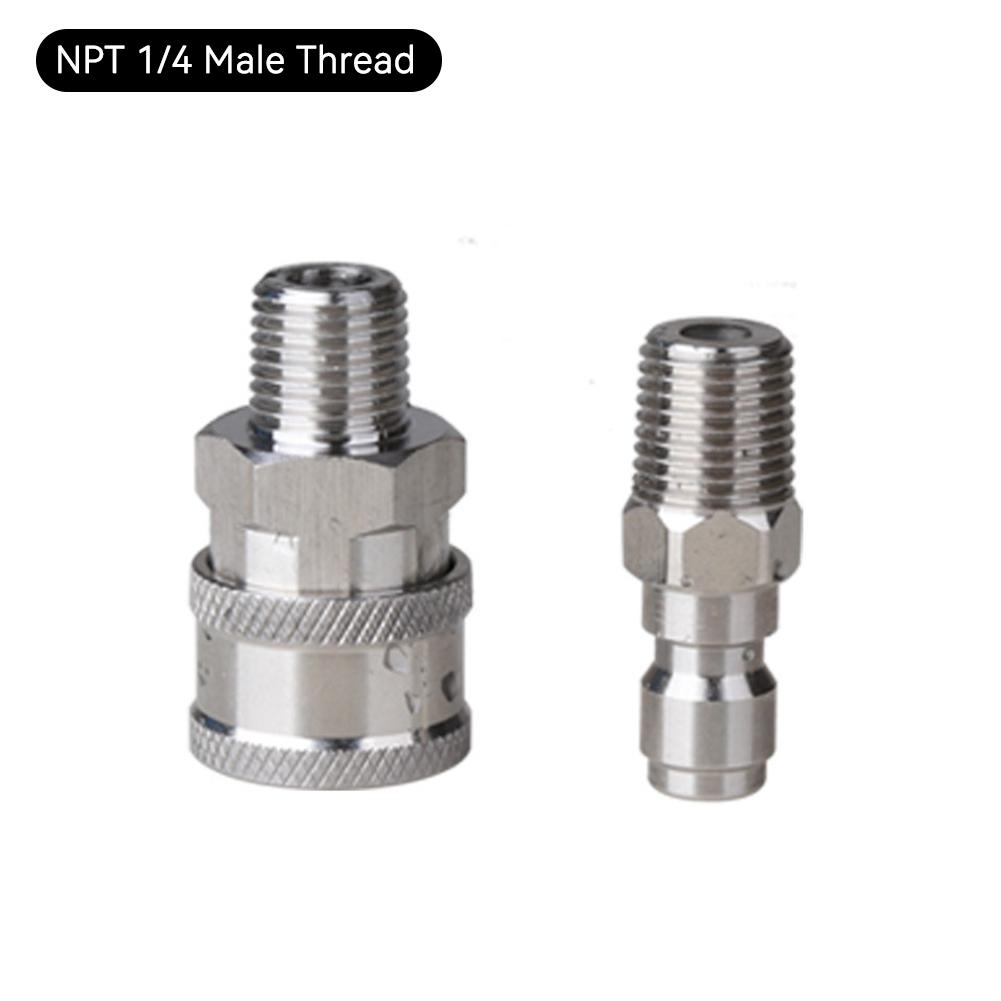 2Pcs/Set Stainless 3/8" 1/4" Quick Connector & Plug With NPT3/8 NPT1/4 Male Female Fitting Thread High Pressure Washer Accessories