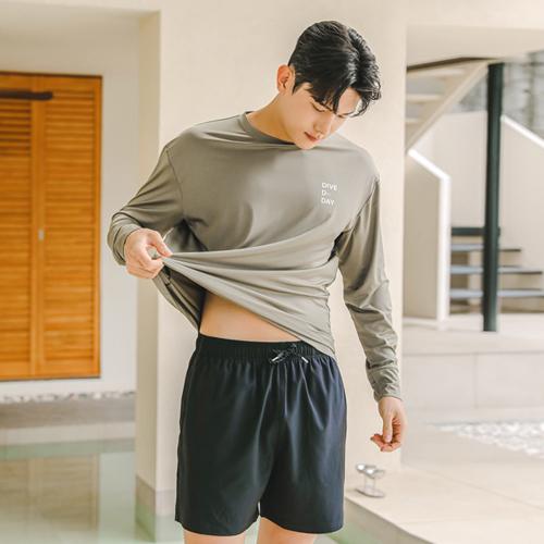Tyubeuteuli Finger Hole Loose Fit Long Sleeve Rash Guard A704 Olive Khaki