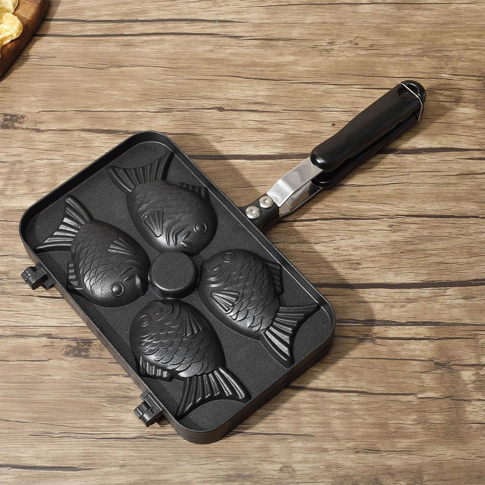 Four Fish Shaped Non Stick Japanese Pancake Pan for Taiyaki Baking and Waffle Making In Your Kitchen