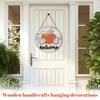 3D Wooden Thanksgiving Hanging Sign Rustic Pumpkin Design Farmhouse Style Wall Decor with Rope for Indoor Outdoor Use