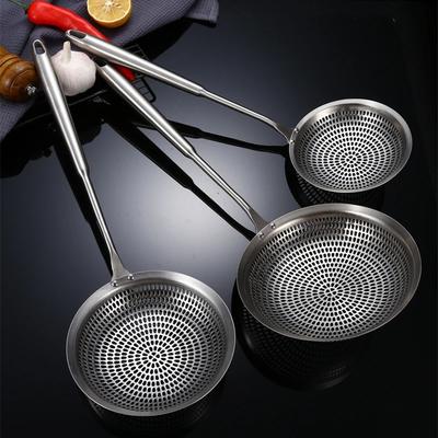 Large Stainless Steel Colander Fine Holes Skimmer Long Handle French Fries Strainer Home Gadget Kitchen Utensils Cooking Tools