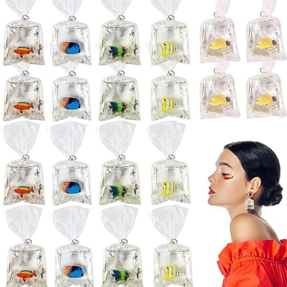 30Pcs 6 Colors Goldfish Shape Pendants Resin Finding Supplies Keychain Jewelry Making Women