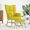 Rocking Chair with Footstool Light Yellow Fabric